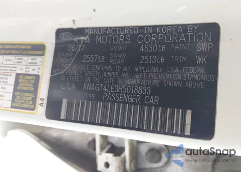 2017 Kia Optima Hybrid из США, поврежденный, VIN KNAGT4LE3H5018833